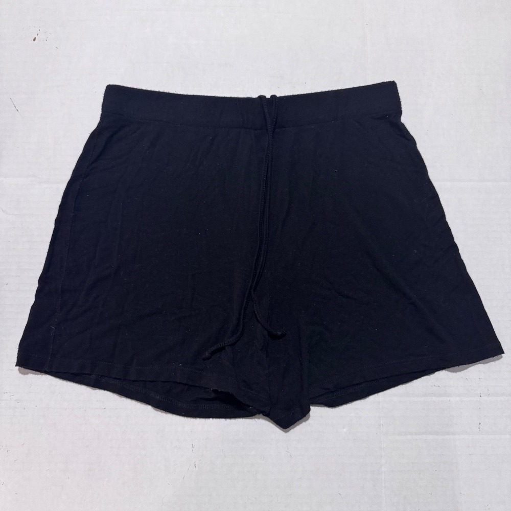 SKIMS Sleep Lounge Shorts Black Drawstring‎ Elastic Waist Rayon Blend Small